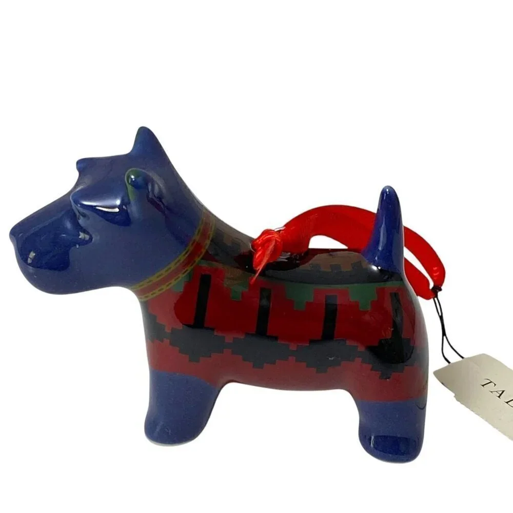 TALBOTS Christmas Ornaments Holiday Car and Dog Ceramic NWT